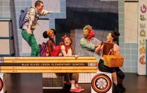 the cast onstage during Seattle Children's Theatre's production of "Ada Twist, Scientist & Friends" 