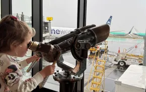 young girl watching planes at Paine Field