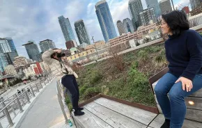 Taking a picture of joy shigaki at Seattle Waterfront