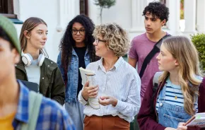 group of kids on a college tour