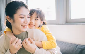happy mom and daughter 