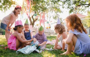 kids at a spring birthday party