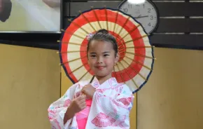 Young girl wearing kimono for AAPI Heritage Month around Seattle