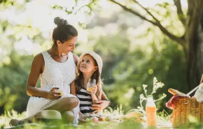 mom and daughter celebrating Mother's Day in Seattle with a farm picnic