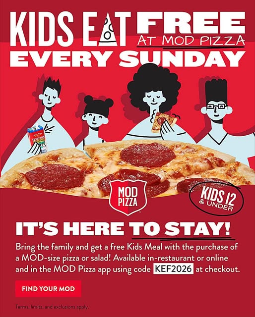 Kids Eat Free Sundays at MOD Pizza