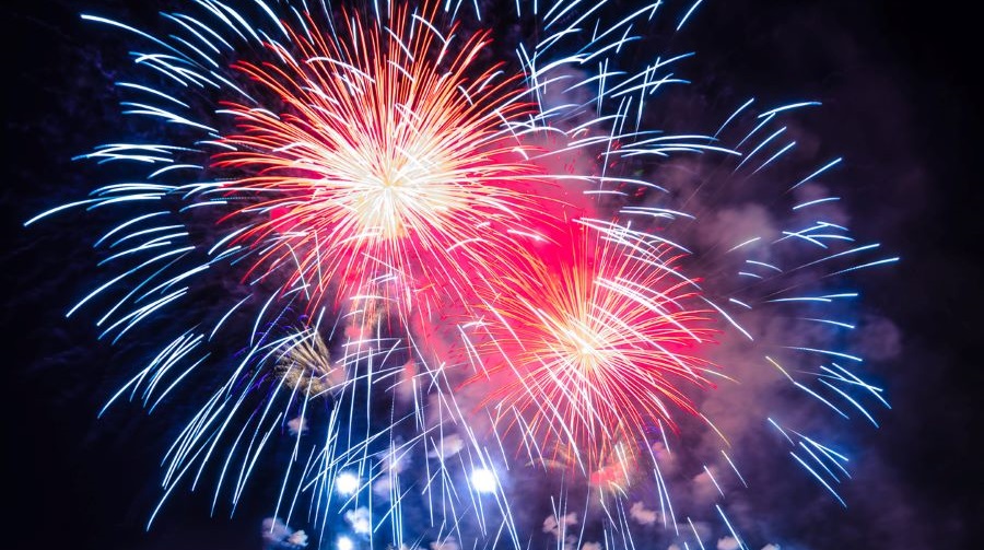 red, white and blue fireworks near Everett for Fourth of July