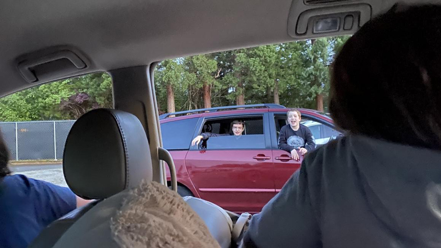 kids in a car at the Skyline Drive-In Movie Theater