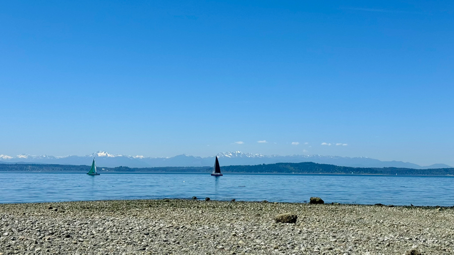 sailboat on the water at Lowman Beach, a hidden-gem waterfront park near Seattle