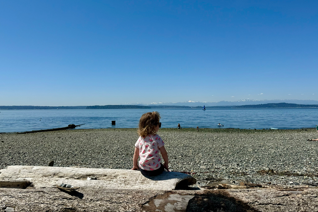 girl looking out at the beach at Lowman Beach Park