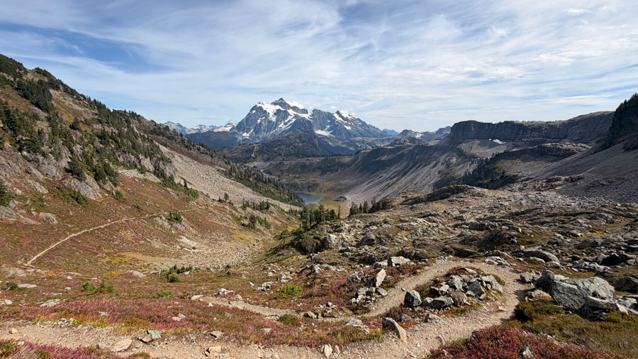 scenic mountain views on a fall hike around Chain Lakes Loops