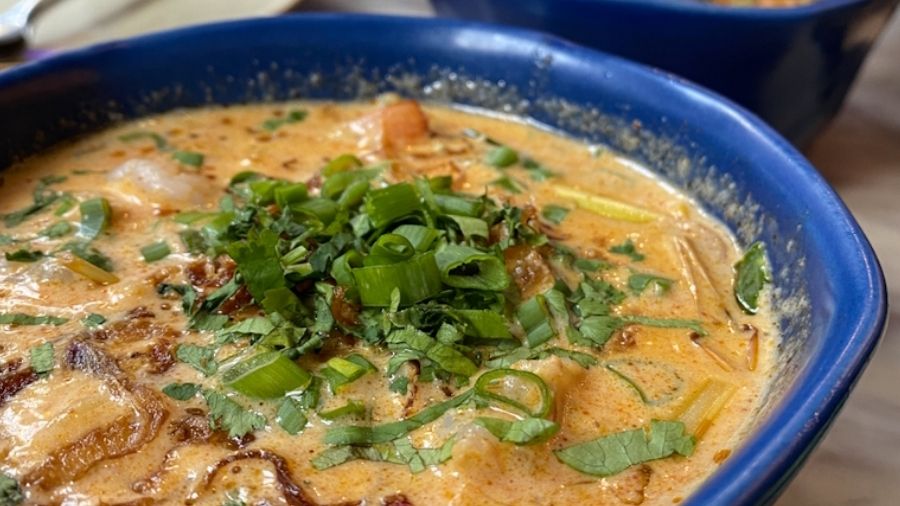 a bowl of coconut curry soup
