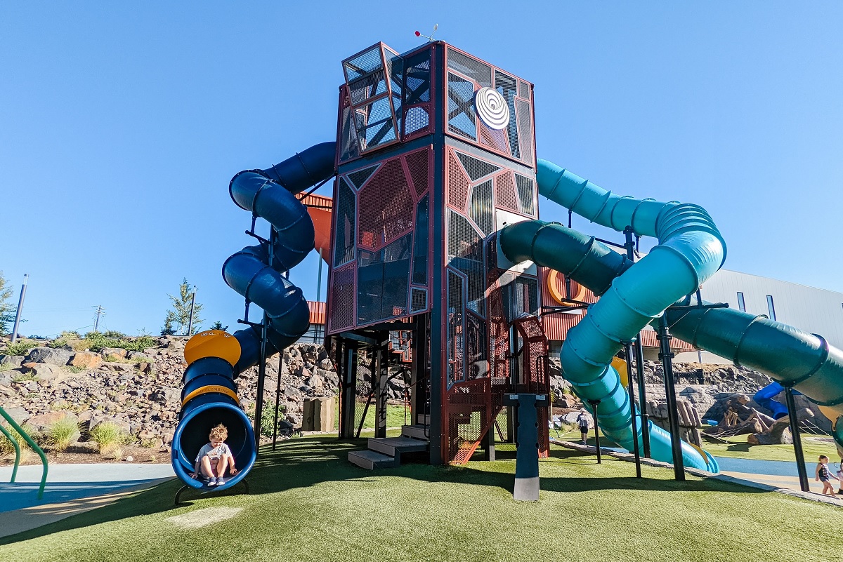 The epic Ice Age Floods playground at Spokane's Riverfront Park, among kid-friendly spots to be visited during a family trip to Spokane