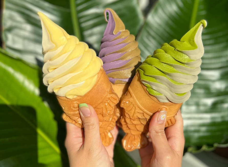 Ice cream in cones shaped like fish from Matcha Man Ice Cream Co. one of the best ice cream in seattle places to visit