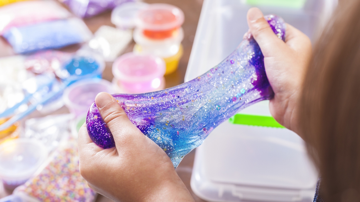 Glitter slime project for a birthday party