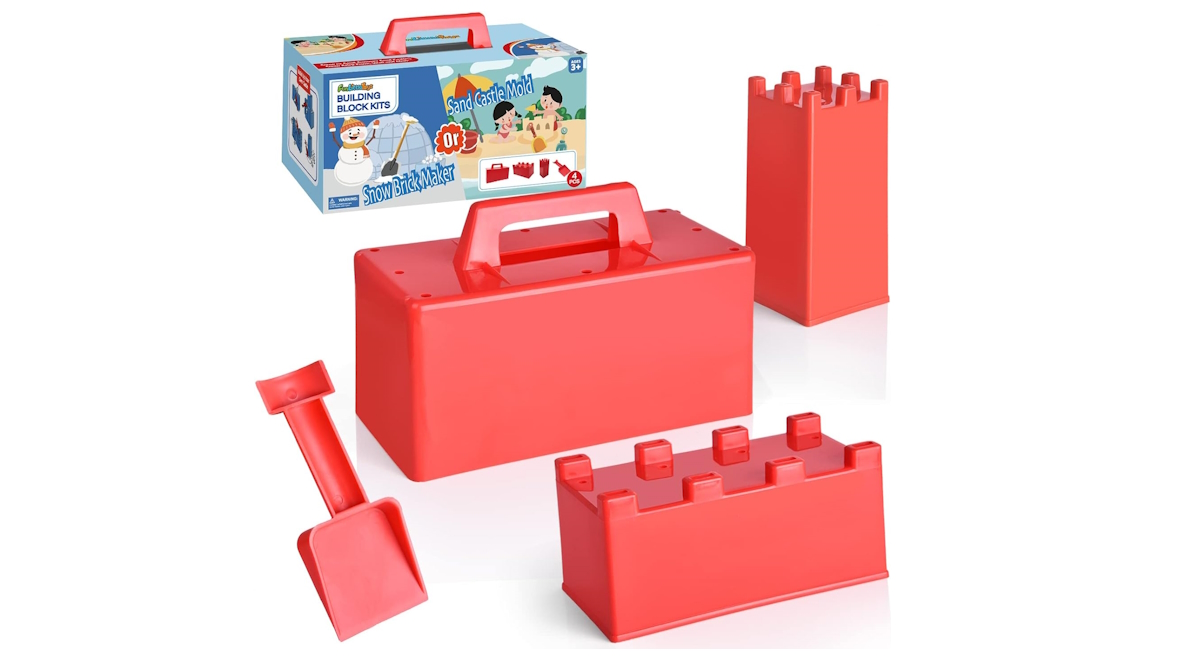 A snow building kit with tools to make snow blocks