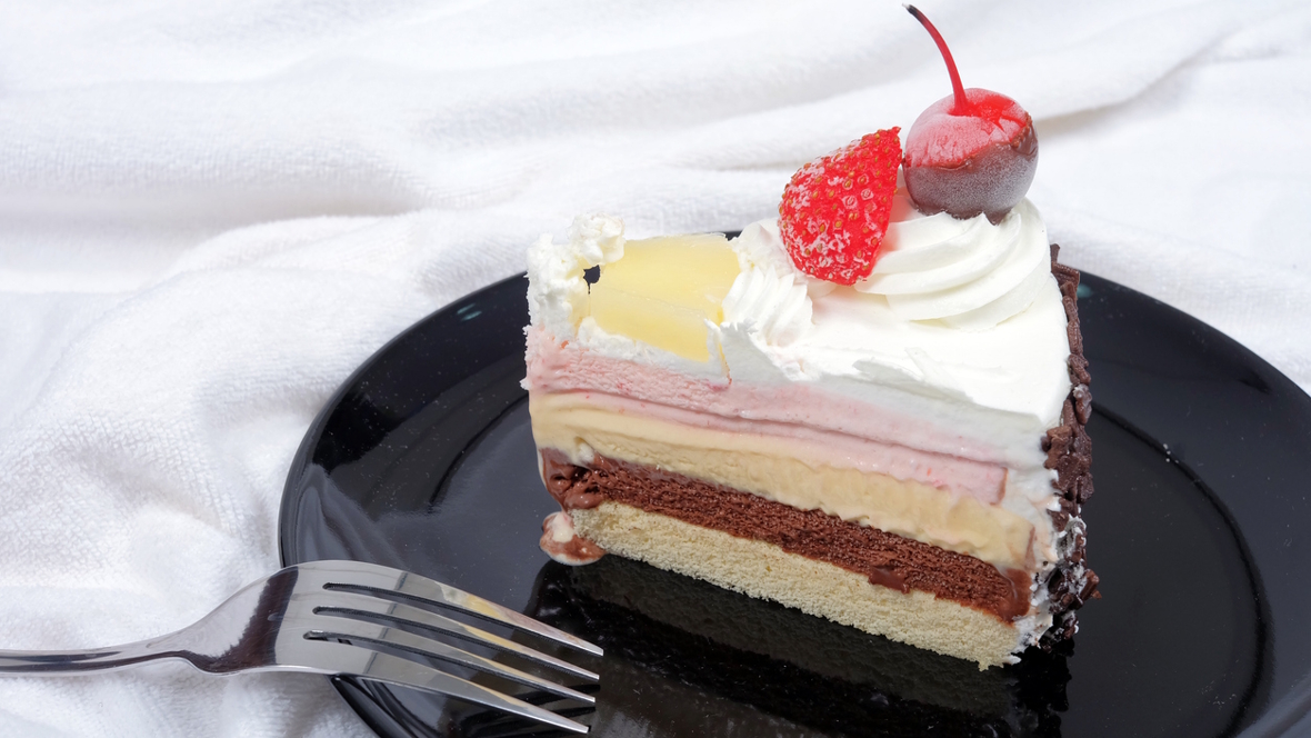a slice of ice cream cake