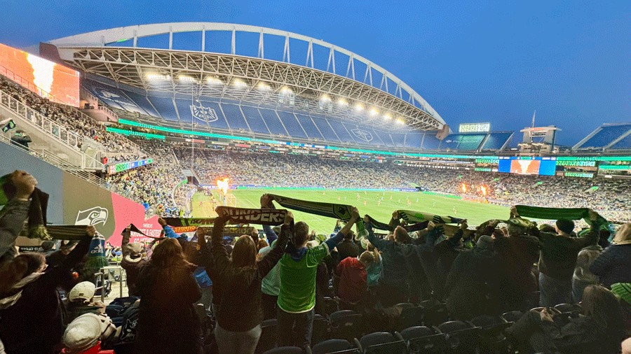 fans raising scarves up for the sounders playing at lumen field ahead of the FIFA Club World Cup 2025 games