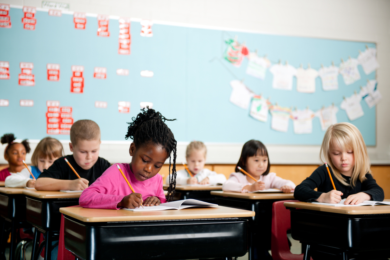 Children in a classroom working at their desks