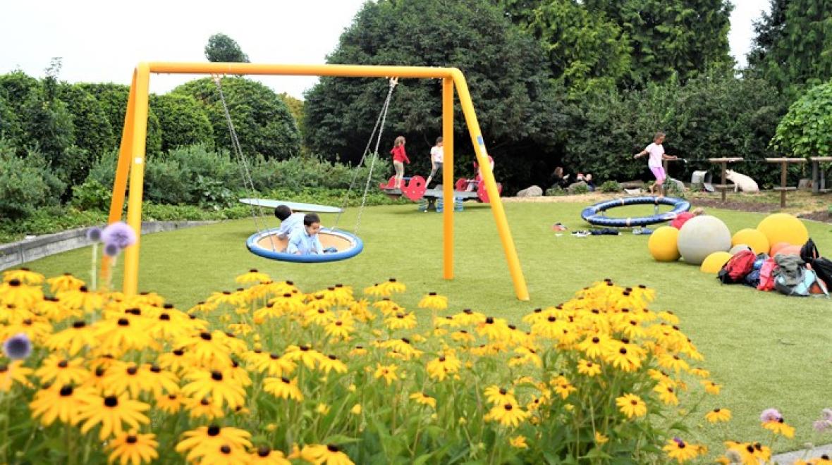 Kids playing at the inclusive Seattle Children's PlayGarden
