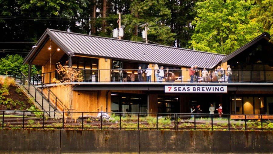 The taproom at 7 Seas Brewing, a Tacoma brewery that's family-friendly