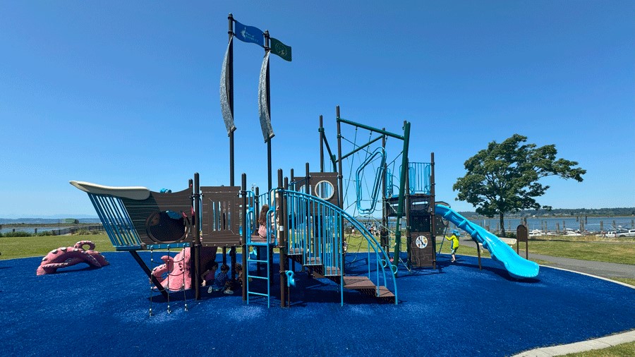 Jetty Park nautical playground near the ferry dock for Jetty Island, where kids can wait while they wait to board the boat