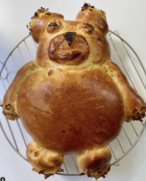 Teddy bear shaped challah