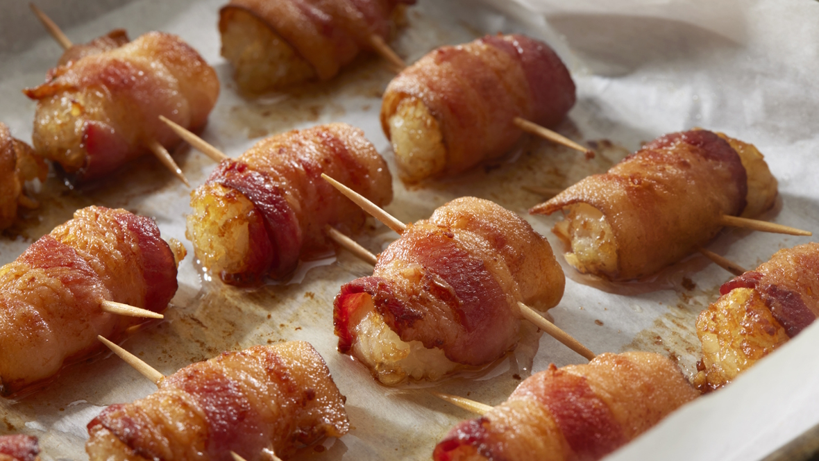 tater tots wrapped in bacon Thanksgiving treats