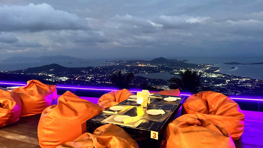 rooftop view at The Roof restaurant, a great family-friendly spot in Thailand for dinner