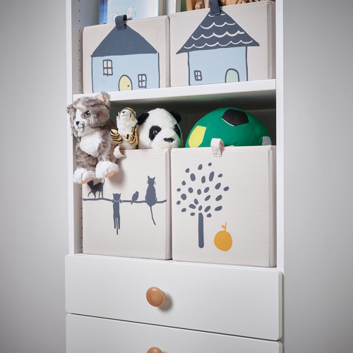 storage bins with pictures