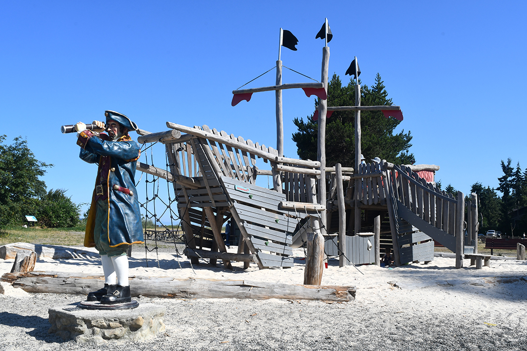 The play equipment at Fay Bainbridge Park is lots of fun though you'll need a car to reach this spot from Winslow ferry terminal