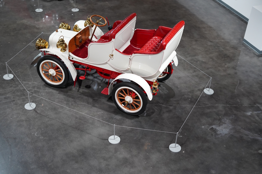 old fashioned white and red car at LeMay – America’s Car Museum