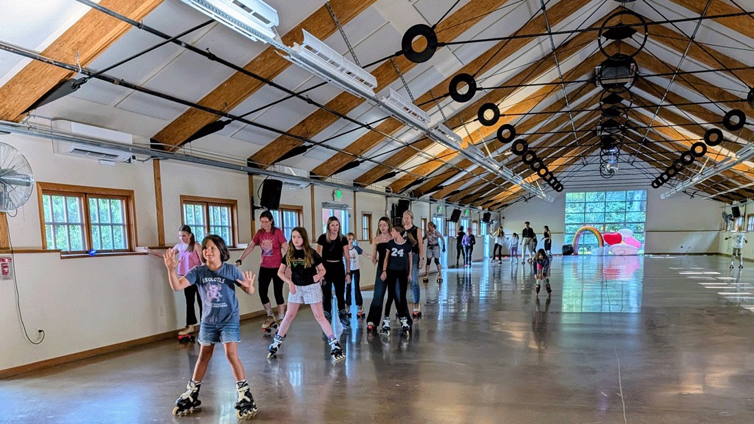 kids skating at the new Rock and Roll Rink in Issaquah