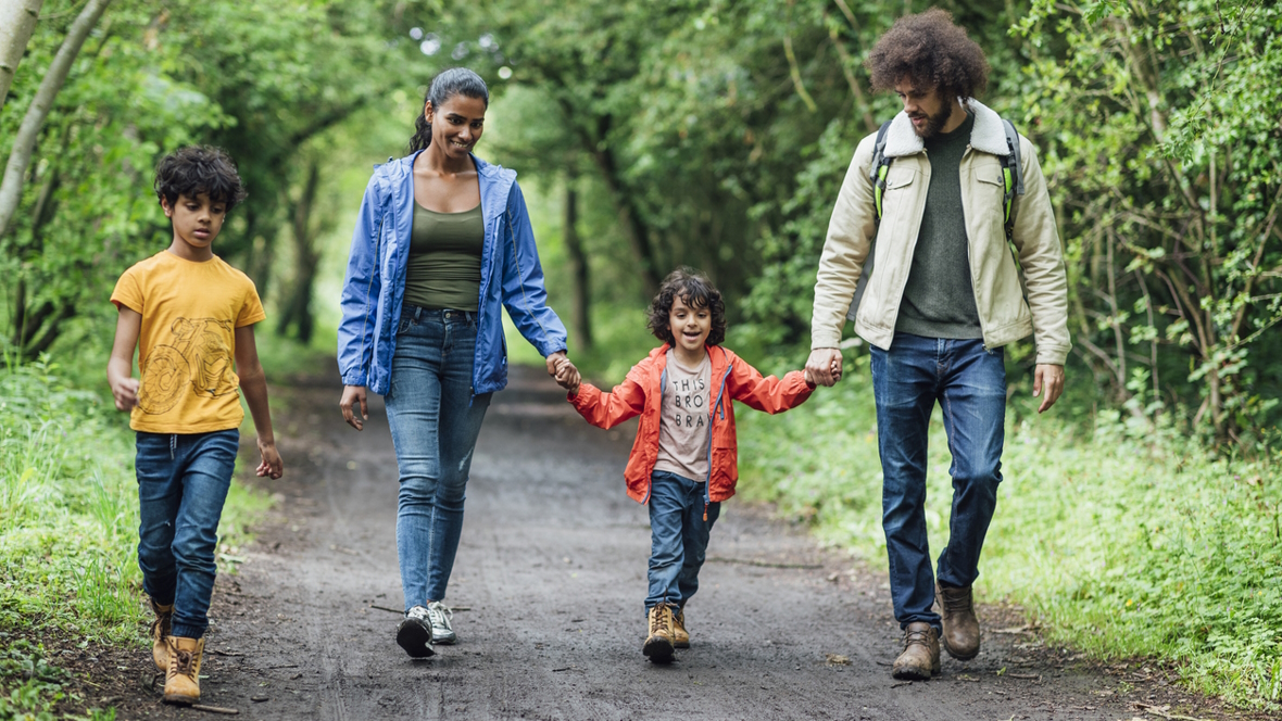Family enjoying a kid-friendly hike near Seattle
