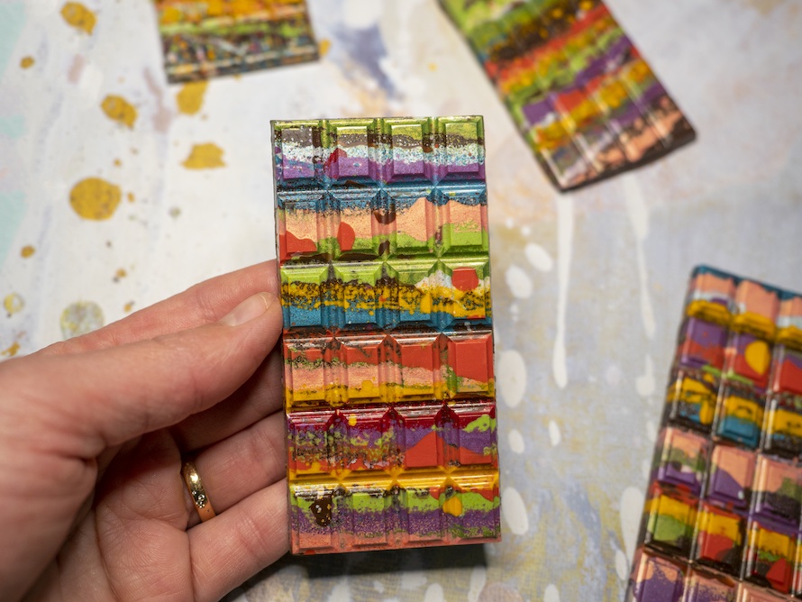 brightly colored spicy orange chocolate bar