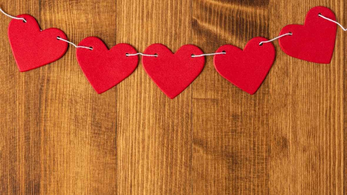 paper hearts on a string