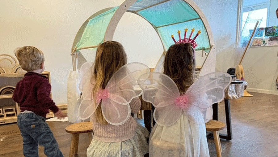 girls playing at Wildflower Play Studio, an indoor play place that encourages child-led play