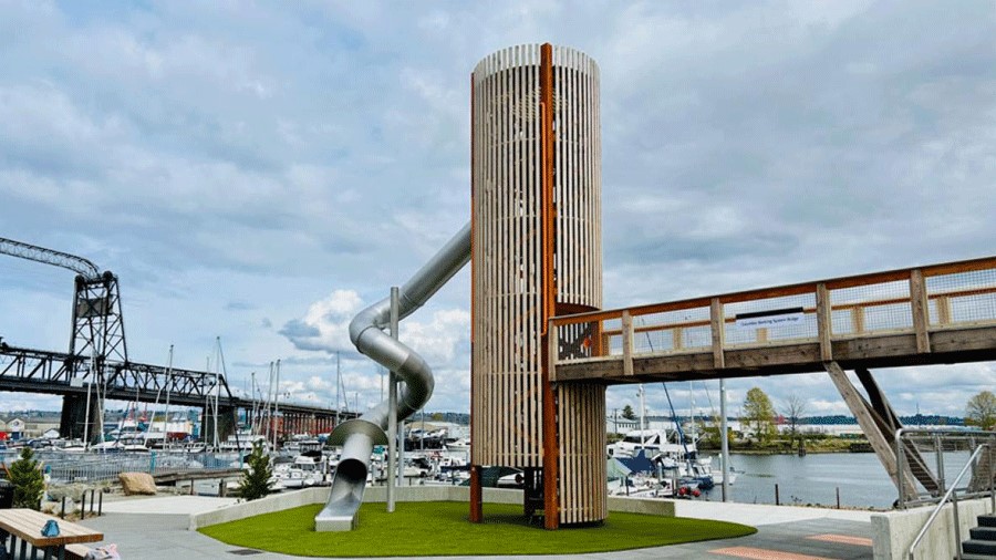 One fun fall activity near Seattle: the new Melanie's Park playground with a 36-foot high climbing tower