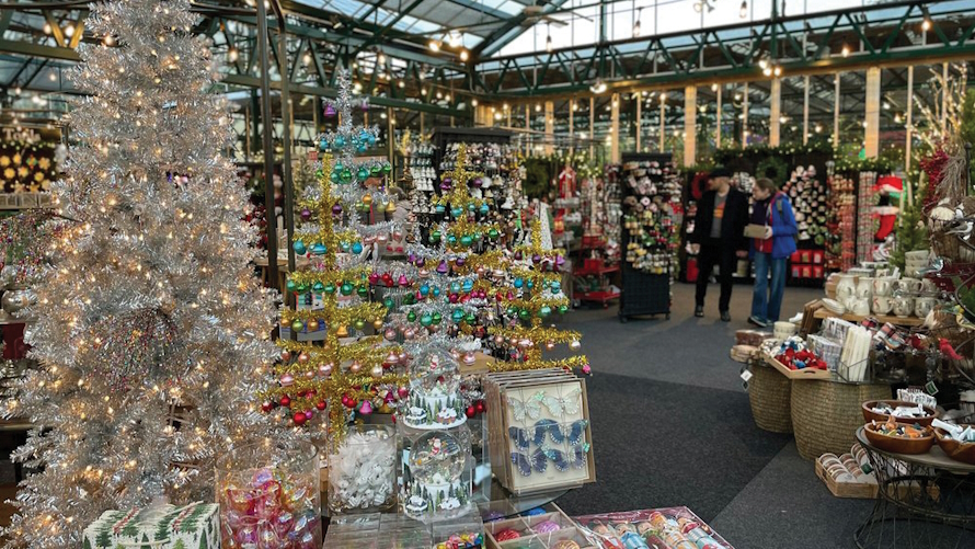 Christmas decorations and trees at Swansons Nursey is the Ballard neighborhood in Seattle