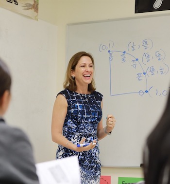 math teacher Lisa Winer teaching a class