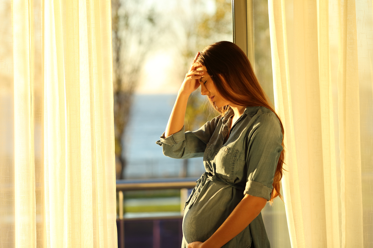 Stressed out expectant mother