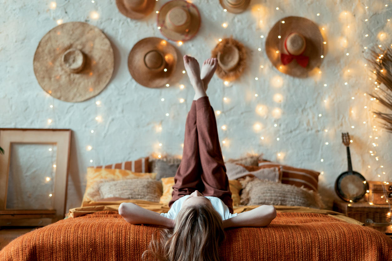 stylish home with woman