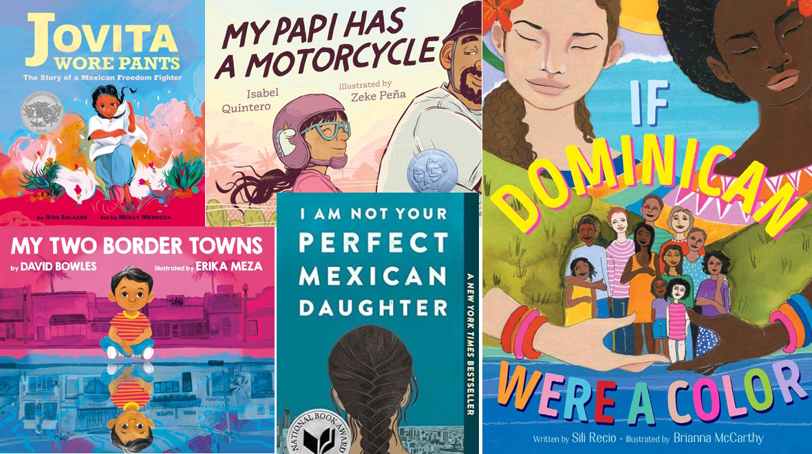 Hispanic Heritage month books title collage