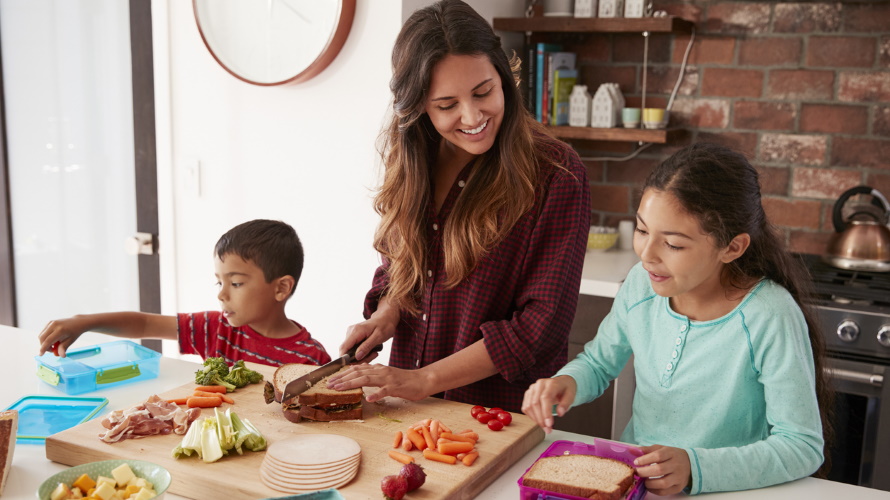 Mom-and-kids-making-lunch