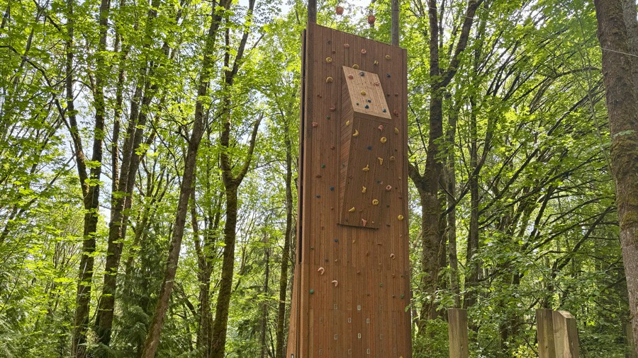 Climbing wall at Bellevue Adventures Aerial Park