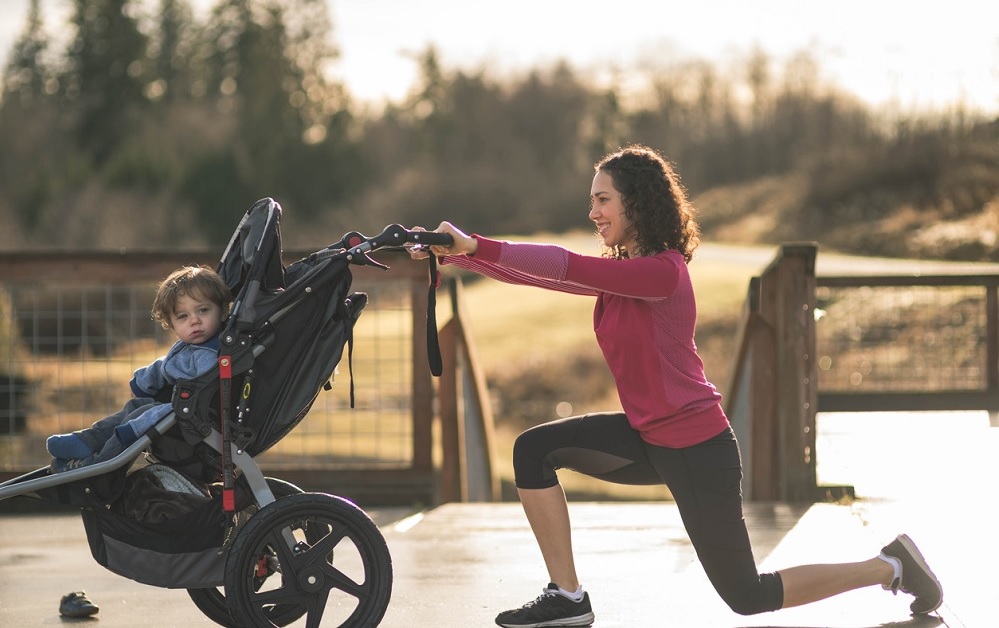 mom running with stroller along paths around Seattle, the Eastside and North Sound