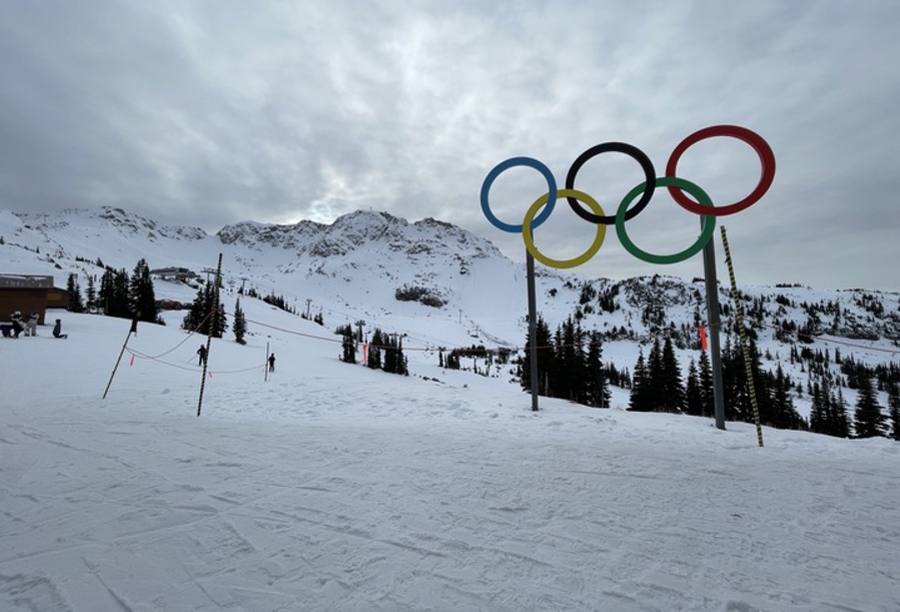 Olympic rings at the top of Blackcomb Mountain