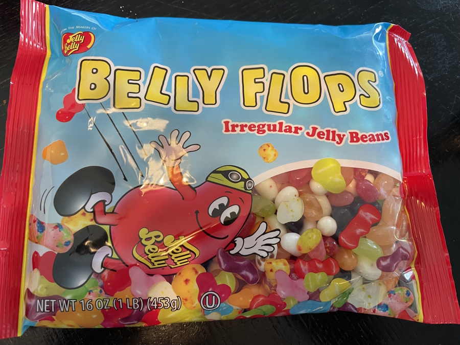 Belly flops are irregular Jelly Belly and you can find them at Grocery Outlet