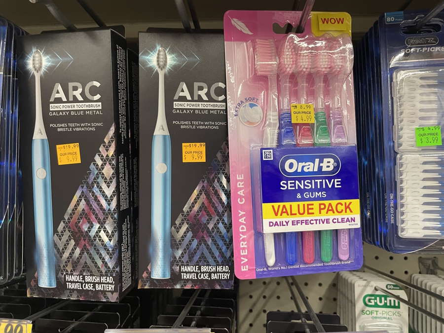 toothbrushes for sale at Grocery Outlet