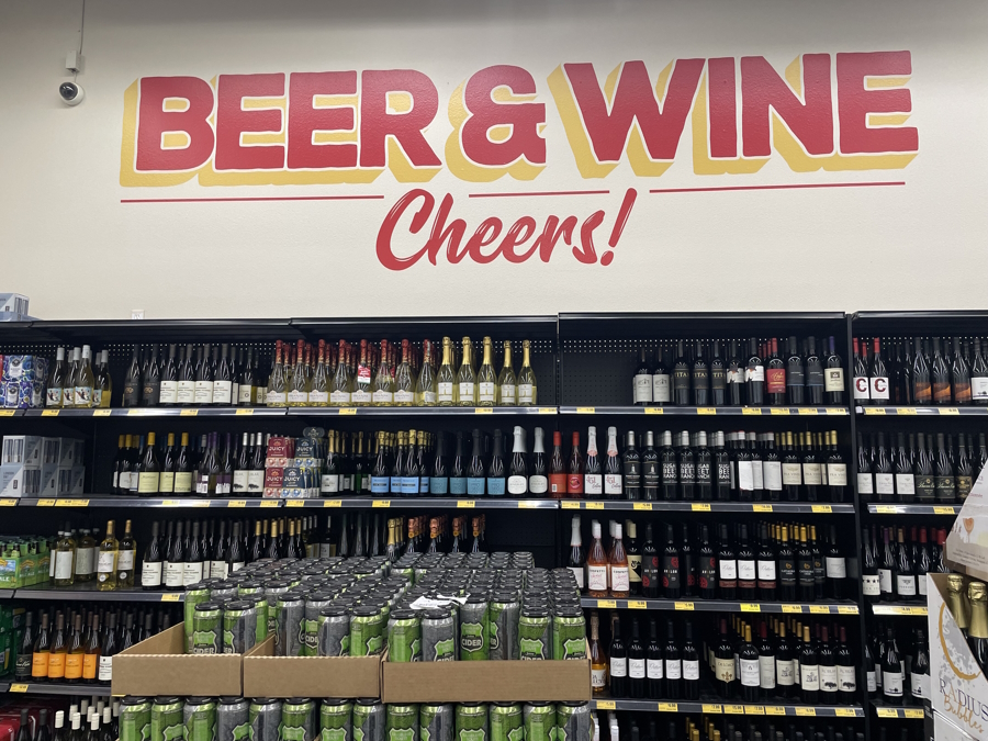 Bee and Wine section at Grocery outlet