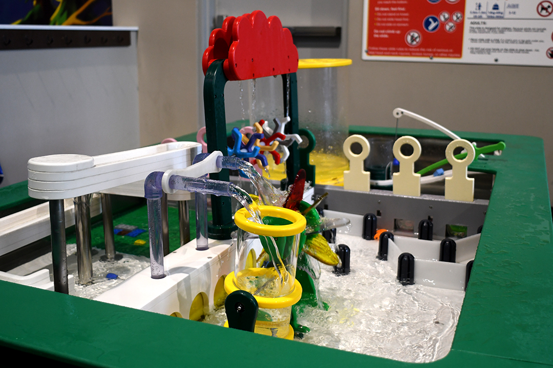 The water table is among the fun play options at The Ridge Activity Center in Bothell, near Seattle, Wash.